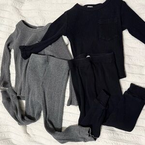 SHEIN Black and Gray Ribbed Sweater Set